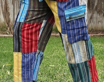 Namaste fashionable unisex multicolor handmade hippie patchwork non acidic dyed cotton hippy boho comfy festival nepalese yoga pants trouser