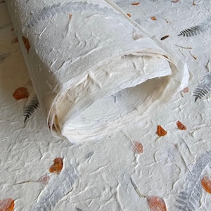 Namaste lokta with marigold, fern and petals/leaves nepalese paper eco friendly sustainable durable organic natural paper