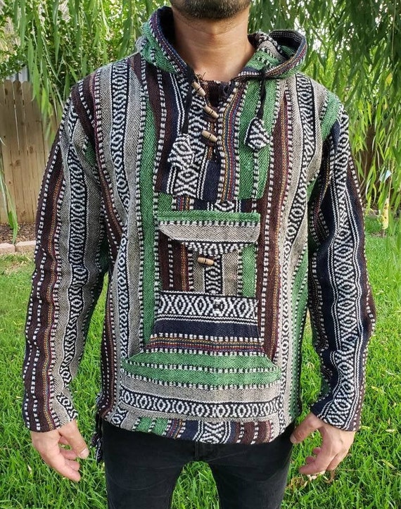 Mens Hippy Jacket, Mans Nepalese Baja Hippie Hoodie, Festival Clothing For  Men