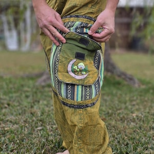 Namaste Stonewashed Fashionable Unisex Multicolor Handmade Colorful Cotton Nepalese Mushroom Embroidery Trouser Pant