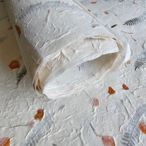 Namaste Lokta with Marigold, Fern and Petals/leaves Nepalese paper Eco Friendly Sustainable Durable Organic Natural Paper