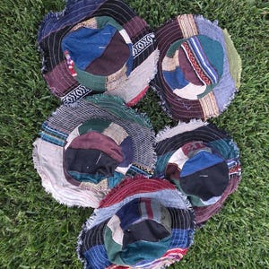 Namaste Fashionable Unisex Multicolor Handmade Flowers Hippie Durable Patchwork Eco-Friendly Organic Hemp Wire Rim Hat