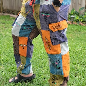 Namaste Fashionable Unisex Stonewashed Multicolor Handmade Hippie Patchwork Durable Non Acidic Hippie Cotton Trouser