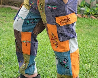 Namaste Fashionable Unisex Stonewashed Multicolor Handmade Hippie Patchwork Durable Non Acidic Hippie Cotton Trouser