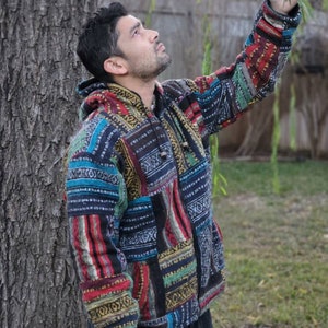 Namaste Aztec Styled Unisex Organic Fleecelined Winter Handmade Comfortable Warm Jacket