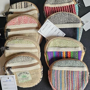 Organic natural look hemp eco friendly handmade colorful bohemian wallet coin purse/pouch