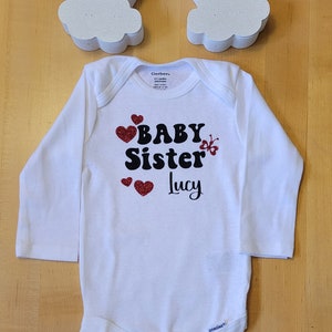 Personalized Onesie - Little Sister With Name | Birth Announcement Outfit | Matching Sibling Shirt | Newborn Gift | Baby Sister Onesie