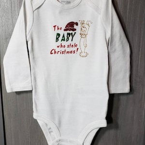 The Baby Who Stole Christmas - Bodysuit l Baby&#39;s First Christmas | Christmas Baby Outfit | 1st Christmas Bodysuit | Infant Holiday Outfits