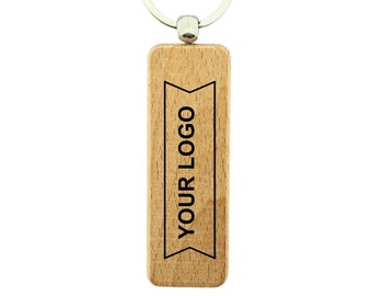 Custom made key chain, wooden key ring with logo or customized text, printed key fob, gift idea keychain for friends