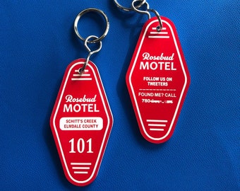 Custom Schitt's Creek Key Chain Spin-off - Key Tag - Key Ring - Key Chain - Rosebud Motel Keychain - Gift