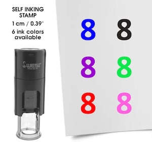 Cijfer 8 mini stempel - stempel voor bullet journals - cijfer stempel - planner stempels - gekleurde nummers stempels