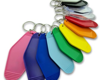 Llavero de motel en blanco en 12 colores diferentes, llavero de estilo retro con anilla plateada