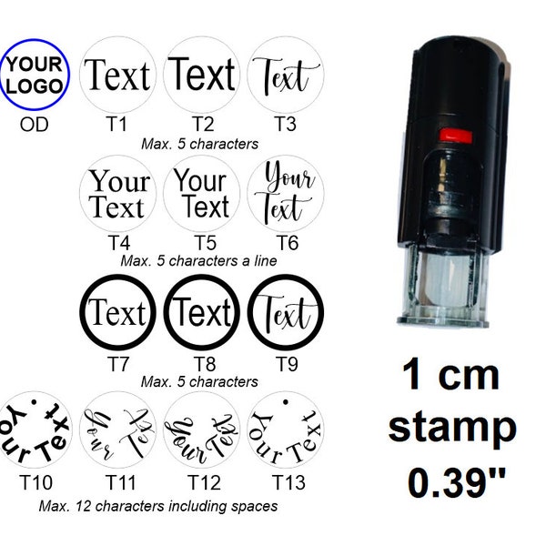 Custom Loyalty Card Text Stamp, Small Logo Stamp or Custom Stamp or Mini Logo Stamp - 10mm