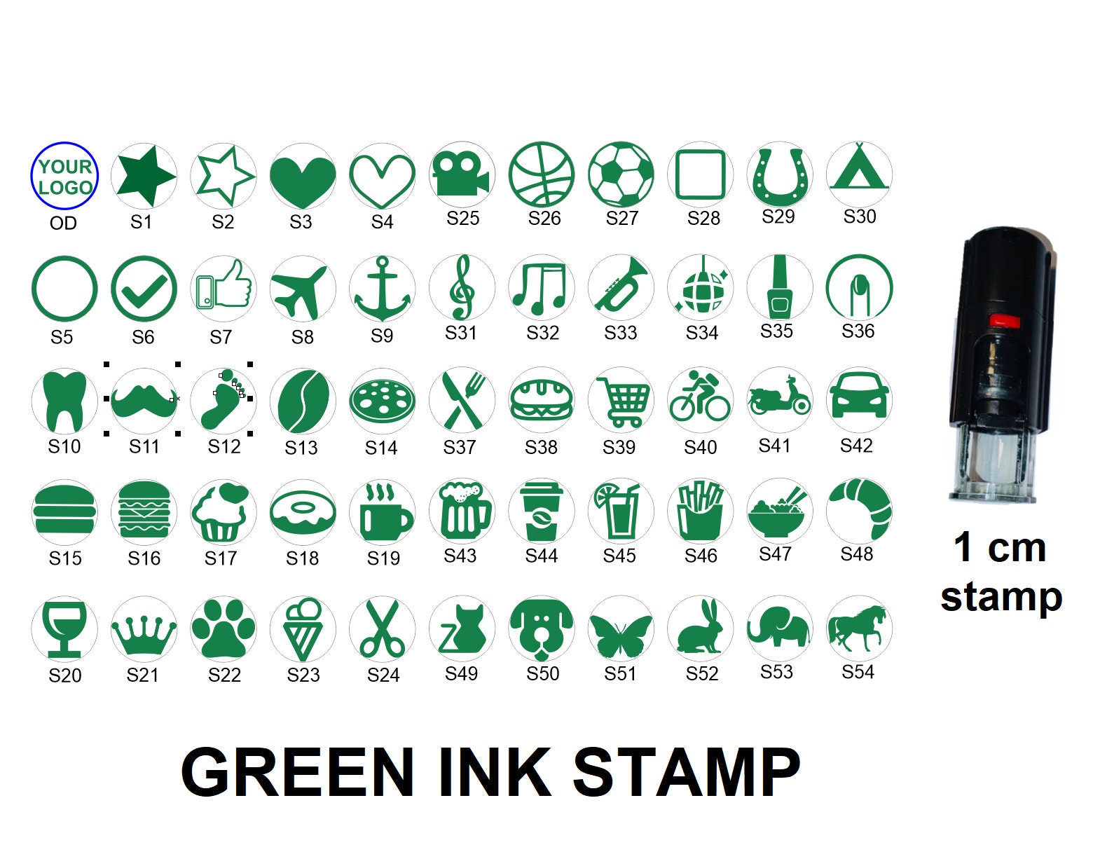 Green Ink Custom Loyalty Card Stamp Small Logo Stamp or - Etsy