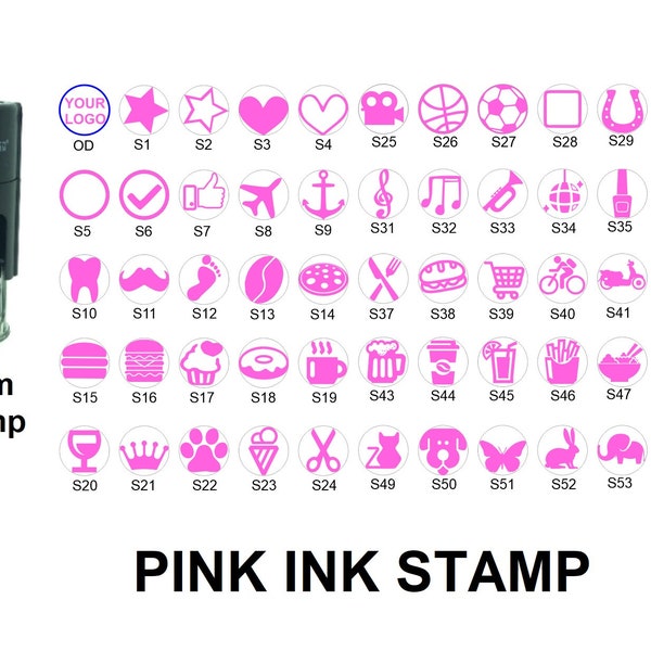 Pink ink - Custom Loyalty Card Stamp, Small Logo Stamp or Custom Stamp or Mini Logo Stamp - 10mm round