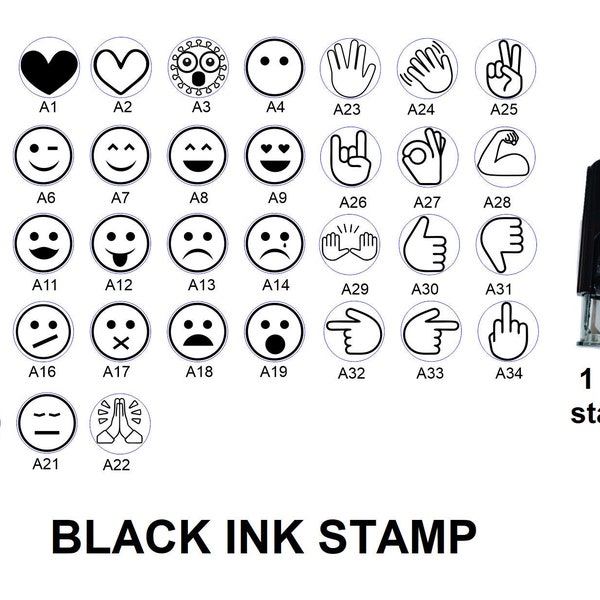 Schwarze Tinte - Mini Smiley - Emoji - Emoticon - Stempel, Kundenkartenstempel, kleiner Logostempel oder Stempel mit eigenem Design