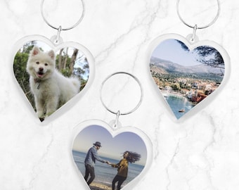 Custom picture keychain heart shaped medium - Photo key ring - personalised key ring - keychain gift picture