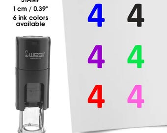 Number 4 mini stamp - stamp for bullet journals - number stamp - planner stamps - colored number stamp
