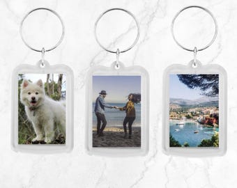Portachiavi rettangolare in plexiglass personalizzato con foto e brano