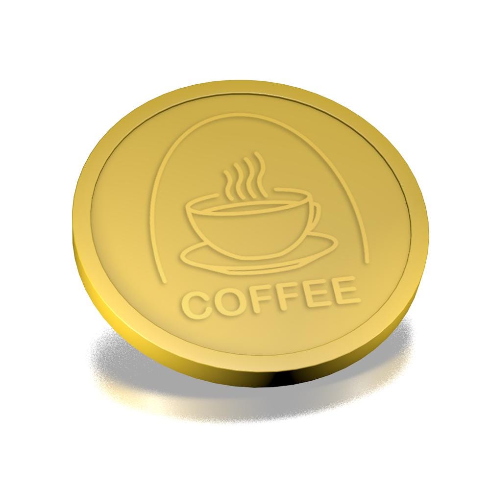 Coffee Tokens Plastic Embossed Coffee Beverage Tokens or Drink Tokens per 250 Pieces ...