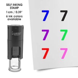 Cijfer 7 mini stempel - stempel voor bullet journals - cijfer stempel - planner stempels - gekleurde nummers stempels