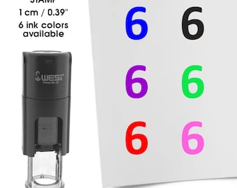 Number 6 mini stamp - stamp for bullet journals - number stamp - planner stamps - colored number stamp