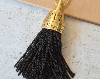 Philadelphia hotel keychain with black tassel | Vintage brass keychain with tassel