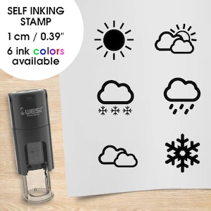 Wetterstempelset – 10-mm-Druck – Mini-Stempelset mit verschiedenen Wettertypen – Wählen Sie aus 6 Farben