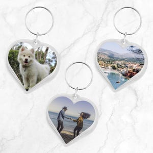 Custom picture keychain heart shaped large - Photo key ring - personalised key ring - keychain gift picture