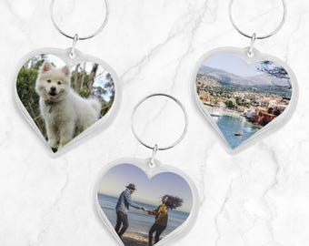 Custom picture keychain heart shaped large - Photo key ring - personalised key ring - keychain gift picture