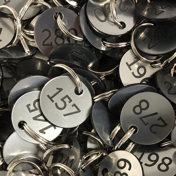 Numbered Round Key Tags - Numbered Key Chains - Numbered Key Rings - 30mm round