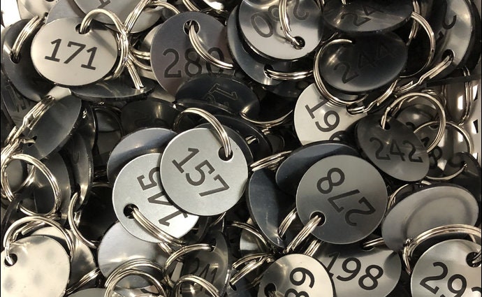 Plastic keyring shop tags