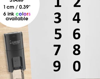 Numbers 0 to 9 stamp set - Digits stamp set - 10mm imprint - Bullet journal calendar stamp set in 6 colors