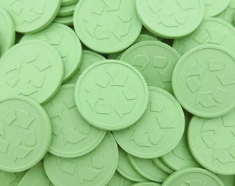 Recycle tokens | Deposit tokens for cups at events and festivals | Green recycling tokens of 29 mm | Per 250 pieces