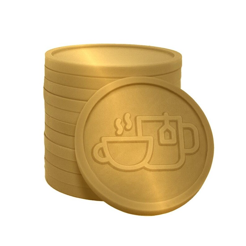 Coffee Tokens Coffee and Tea for Events and Festivals | Gold Plastic Drink Tokens ...