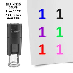 Cijfer 1 mini stempel - stempel voor bullet journals - cijfer stempel - planner stempels - gekleurde nummers stempels