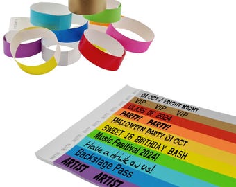 Event wristbands with custom text | 100 pieces | Paper wristbands | Custom wristbands