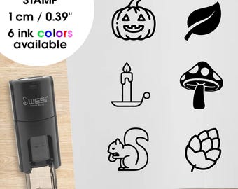 Stamp set of 6 autumn stamps - 10mm imprint - Autumn stamp set in 6 colors