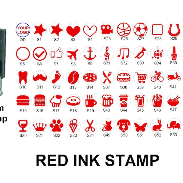 Rote Tinte – Personalisierter Kundenkartenstempel, Sparkartenstempel, kleiner Logostempel – 10 mm rund