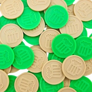 Monedas de cerveza para eventos | Monedas de plástico reciclado con jarra de cerveza | Fichas de bebida 29mm | Monedas de consumo para actividades