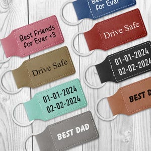Leather keychain with custom printing | Leather key ring | 33 x 70 mm | Gift idea for holidays and birthdays