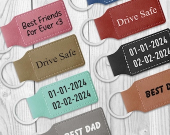 Leather keychain with custom printing | Leather key ring | 33 x 70 mm | Gift idea for holidays and birthdays