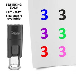Mini timbre numéro 3 - timbre pour journaux à puces - timbre numéro - timbres planificateur - timbres numéros colorés