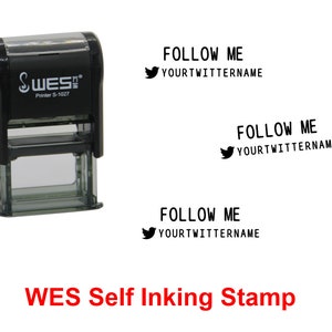Gepersonaliseerde Follow me on Twitter stempel - zelf inkt stempel