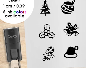 Christmas stampset with 6 stamps - 10mm imprint - Christmas themed stamp set in 6 colors