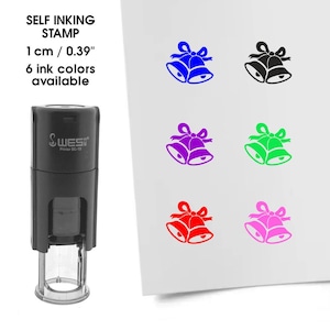 Kerstklokjes mini stempel - Kerst stempel voor gift tags, kaarten, cadeaus en planners