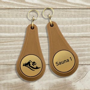 Wellness hotel keychain with your logo, personalized keychain with text or number, plastic hotel keychain for hotels