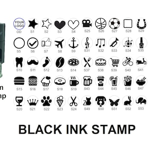 Encre noire Tampon carte de fidélité personnalisé, Tampon carte de fidélité, Tampon petit logo 10mm rond image 1