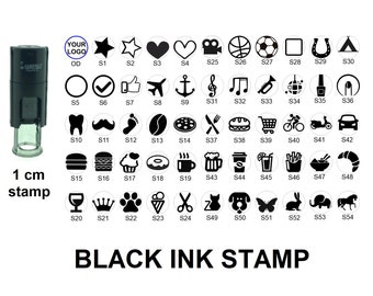 Encre noire - Tampon carte de fidélité personnalisé, Tampon carte de fidélité, Tampon petit logo - 10mm rond