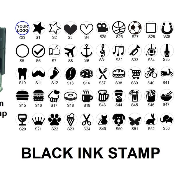 Black ink - Custom Loyalty Card Stamp, Small Logo Stamp or Custom Stamp or Mini Logo Stamp - 10mm